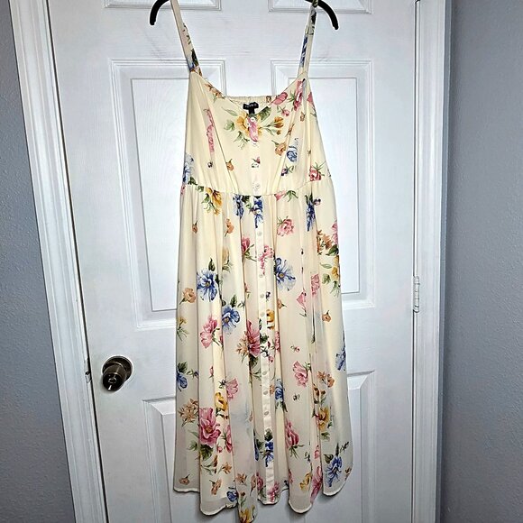 Torrid Ivory Floral Chiffon Midi Dress - Size: 1 (1X – 14W/16W) - Picture 1 of 8